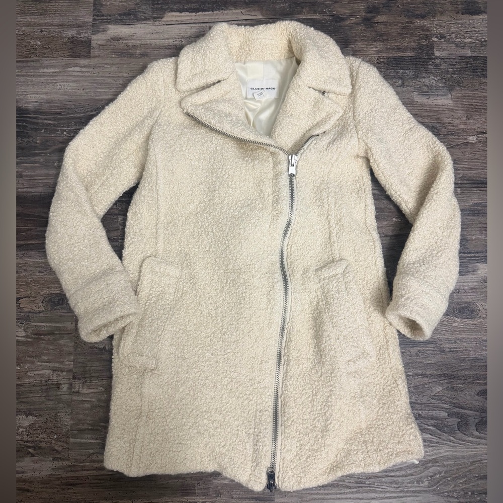 Club Monaco Women’s Cream Wool Blend Teddy Jacket
